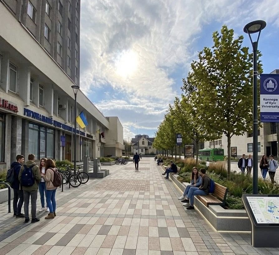 У центрі Івано‑Франківська тротуар біля коледжу використовують як парковку — пропонують облаштувати громадський простір